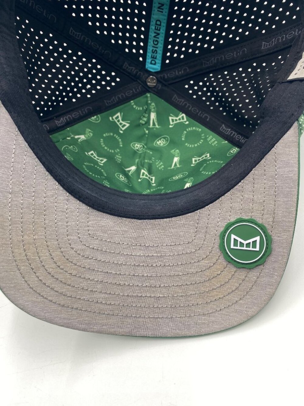 Melin Odyssey Hydro Hat Size XL Green Argyle SnapBack Golf Outdoor Cap - Picture 7 of 9